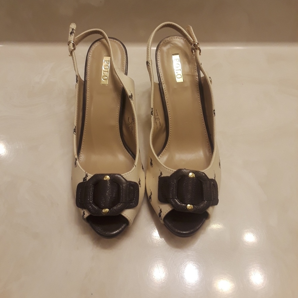 Polo Open Toe Signature Slingback Heels